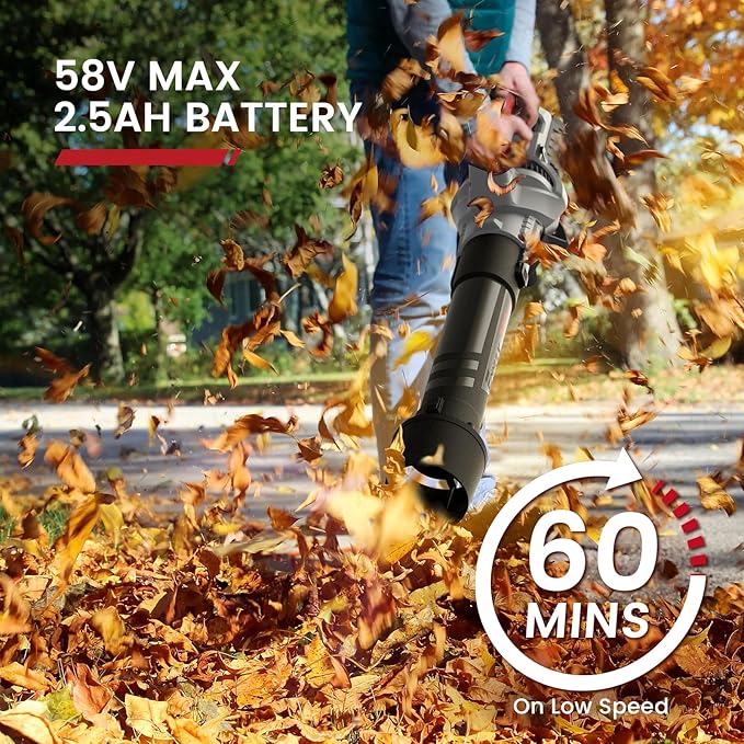 (2024 New Version) 58V 730CFM Cordless Leaf Blower with 2.5AH Battery & Charger