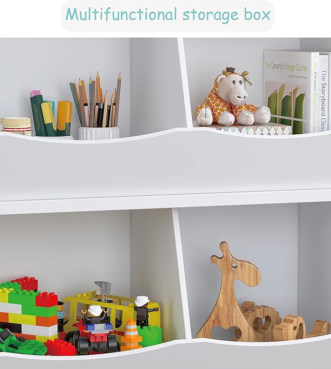 UTEX Toy Storage Organizer,Kids Stackable Toy Storage Bins,Toy Boxes and Storage Cubby for Playroom,Bedroom,Nursery School,White