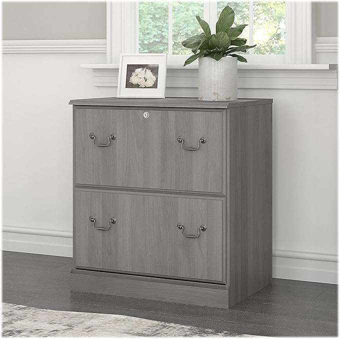 Saratoga 2-Drawer Lateral File Cabinet, Locking, Letter/Legal, Modern Gray, 26.85-Inch