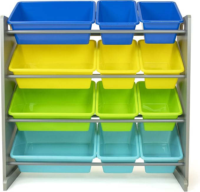 Humble Crew Toy Storage Organizer, Grey/Blue/Green/Yellow 34x11x31 inches,12x9x6 inches,16xx12x6 inches