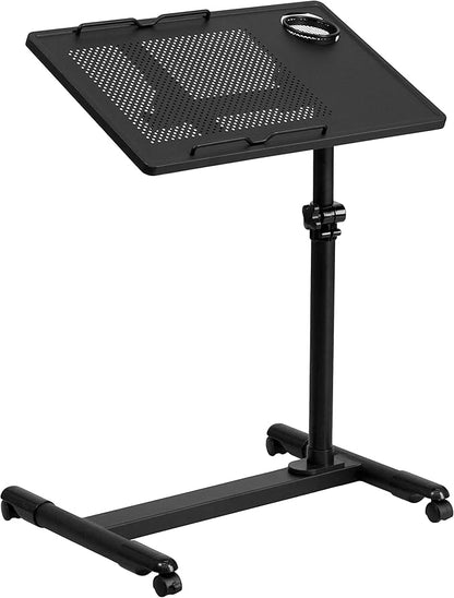 Flash Furniture Macon Black Adjustable Height Steel Mobile Computer Desk