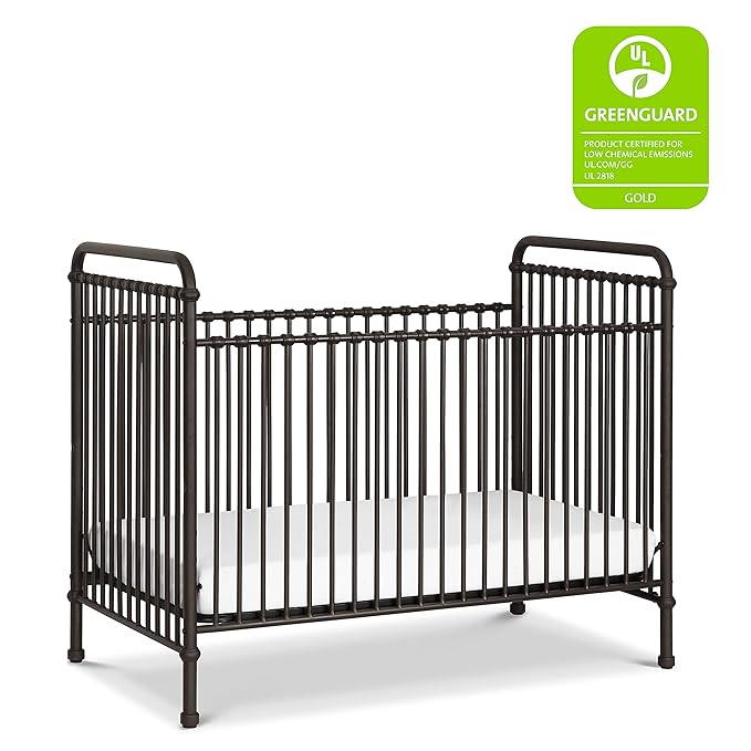 Namesake Abigail 3-in-1 Convertible Metal Crib in Vintage Iron, Greenguard Gold Certified