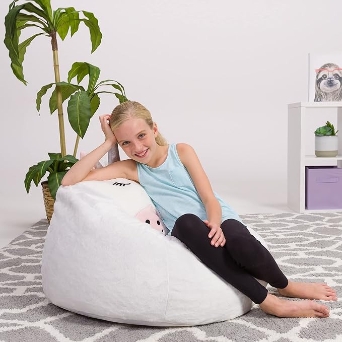 Posh Creations Cute Soft and Comfy Bean Bag Chair for Kids, Animal - Dinosaur T-rex