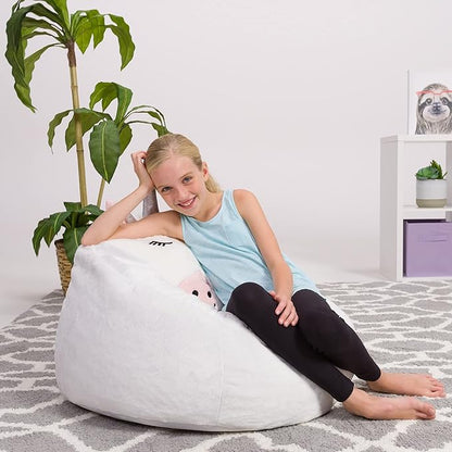 Posh Creations Cute Soft and Comfy Bean Bag Chair for Kids, Animal - Grey Sloth