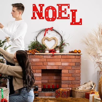 VIHOSE Christmas LED Letter Lights Sign Table Decoration Christmas Light up Letters Battery Powered Letter for Home Bar Christmas Party Bedroom Tabletop Decoration Gift(Noel)