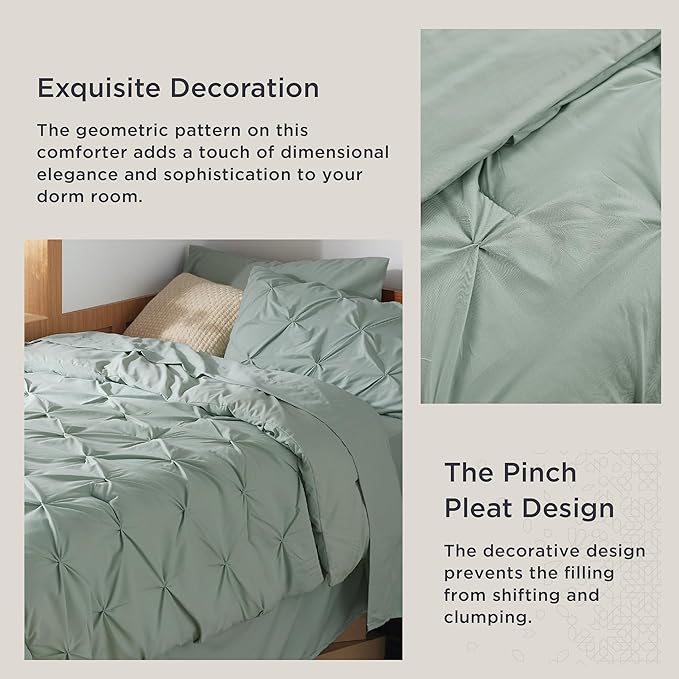 Bedsure Twin XL Comforter Set - Extra Long 5 Pieces Dorm Bedding Sets, Pinch Pleat Bed in a Bag with Comforter, Sheets, Pillowcase & Sham