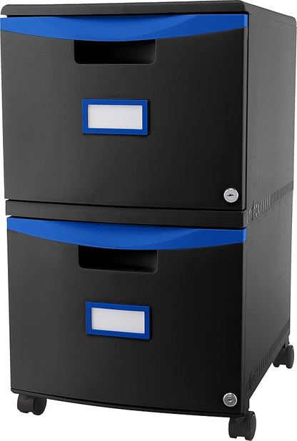 Storex 61314A01C File Cabinet, 1-Pack, Black/Blue