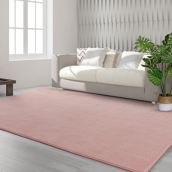 Area Rugs for Bedroom Living Room, 5x8 Pink Super Soft Comfy Thickened Memory-Foam Indoor Carpets, Modern Aesthetic Minimalist Carpet for Boys Girls Adults Apartment Nursery Home Décor