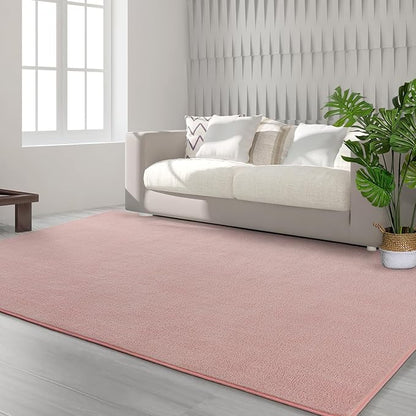 Area Rugs for Bedroom Living Room, 5x8 Pink Super Soft Comfy Thickened Memory-Foam Indoor Carpets, Modern Aesthetic Minimalist Carpet for Boys Girls Adults Apartment Nursery Home Décor