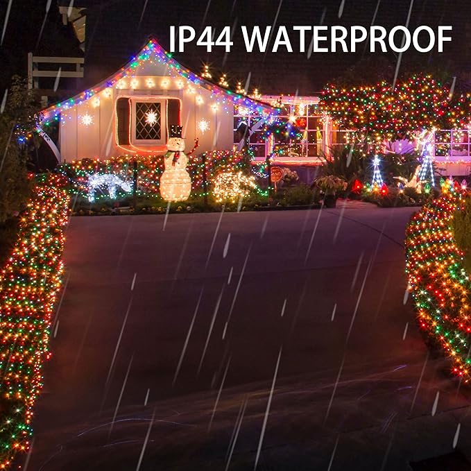Dazzle Bright 2 Pack Total 400LED 132FT Multi-Colored Christmas Solar String Outdoor Lights, Solar Powered with 8 Modes Waterproof Fairy Lights for Bedroom Patio Garden Tree Party Yard Decoration