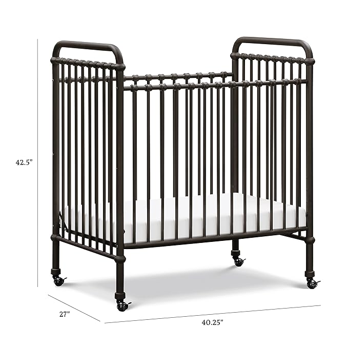 NAMESAKE Abigail 3-in-1 Convertible Mini Metal Crib in Vintage Iron, Greenguard Gold Certified