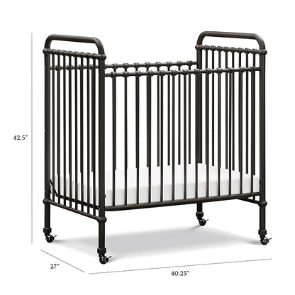 NAMESAKE Abigail 3-in-1 Convertible Mini Metal Crib in Vintage Iron, Greenguard Gold Certified