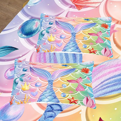 NINENINE Mermaid Tail Bedding Mermaid Comforter Set,Blue Glitter Bedding Full Comforter Sets for girls,Rainbow Scales Bedding Sets with 1Comforter 2Pillowcases