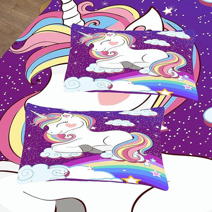 Tailor Shop Unicorn Bedding Sets King Size,Purple Unicorn Comforter Sets for Girls Kids Teens with 2 Pillowcase…