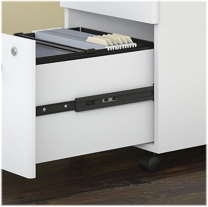 Bush EO108WHSU 2-Drawer Vertical File Cabinet Locking Ltr/Lgl Pure White 20.16-Inch