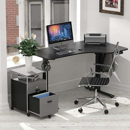 SHW Rolling File Cabinet w/ 2 Drawers & Open Shelf, Gray