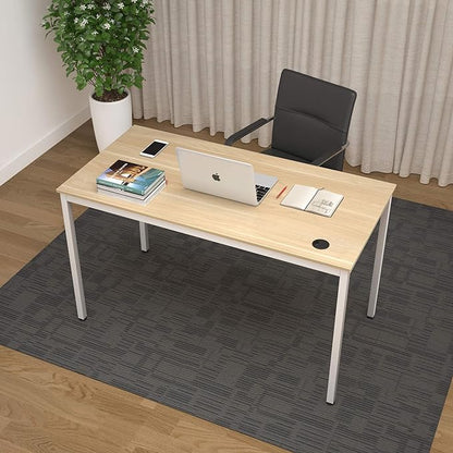 It's_Organized Computer Desk 47 Inch Home Office Study Writing Desk,Modern Simple Laptop Computer Table, Easy Assembly, Industrial Style, White Metal Frame,Wood Grain