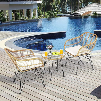 Bistro Table and Chairs Set of 2, OneSize, Pale Brown