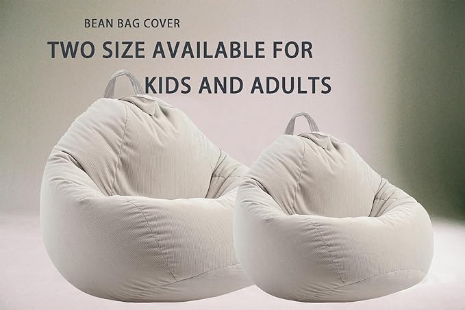 Stuffed Animal Storage Bean Bag Chair Cover (No Filler) Washable Ultra Soft Corduroy Bean Bag Cover for Organizing Plush Toys, Bean Bag for Adults