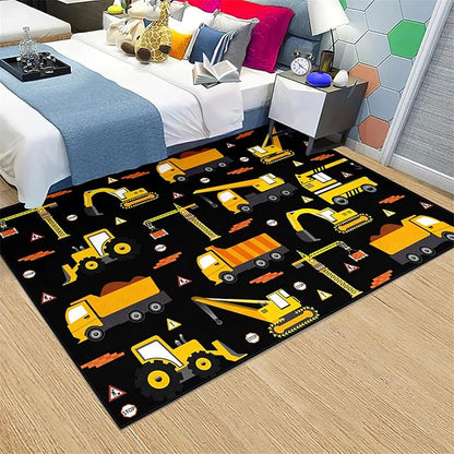 Car Track Rug Construction Play Mat Car Rug for Boys Room Kids Rugs for Playroom Construction Mat for Kids Car Rug for Boys Room Construction Decor for Boys Room,Black 5'×7'