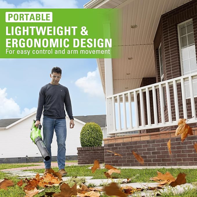 Greenworks 40V (160 MPH / 700 CFM) Cordless Brushless Axial Leaf Blower, 8.0Ah Battery and Charger Included