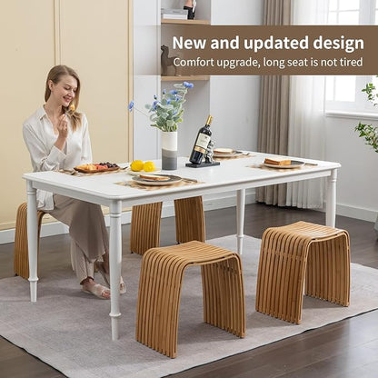 Bamboo Dining Stool Dining Chair Dressing Stool Shoe Stool Bathroom Stool Dining Room Bathroom Living Room Study Bedroom Durable and Beautifully Designed