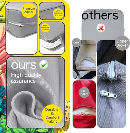 ClawsCover 12 Pack Outdoor Seat and Back Cushions Replacement Covers Fit for 6Pieces 5-Seater Wicker Rattan Patio Furniture Conversation Set Sectional Couch Chairs,Grey-Include Cover Only