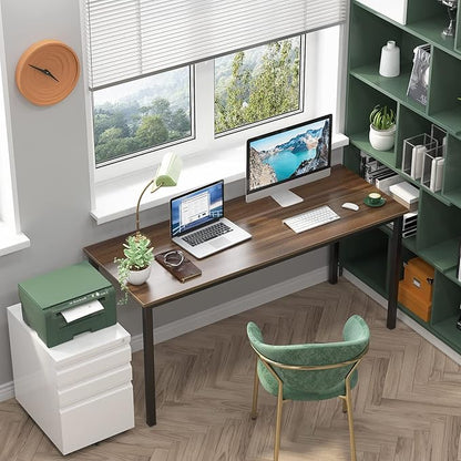 SogesGame Computer Desk, 63 inches Office Desk Computer Table Study Writing Desk Workstation for Home Office, Dining Table Walnut