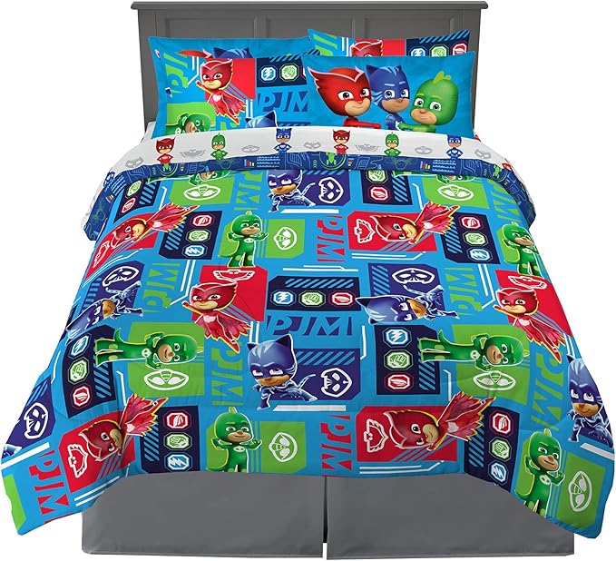 Franco Kids Bedding Super Soft Comforter and Sheet Set with Sham, 7 Piece Full Size, PJ Masks
