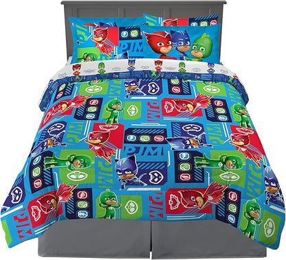 Franco Kids Bedding Super Soft Comforter and Sheet Set with Sham, 7 Piece Full Size, PJ Masks