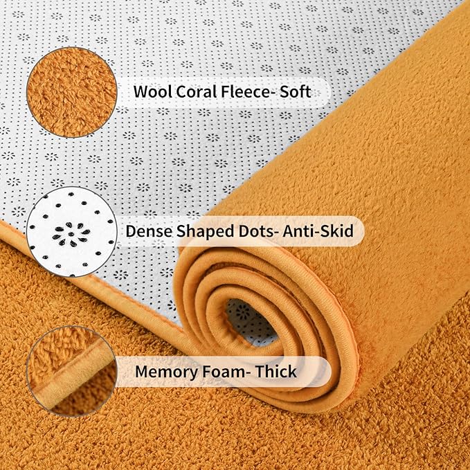 Area Rugs for Bedroom Living Room, 6x9 Orange Super Soft Comfy Thickened Memory-Foam Indoor Carpets, Modern Aesthetic Minimalist Carpet for Boys Girls Adults Apartment Nursery Home Décor