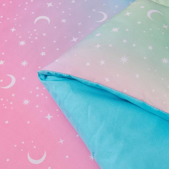 URBONUR Kids Bedding Set Twin Size 6 Pieces Comforter & Sheet Set Colorful Rainbow Tie Dye Stars Printed Girls Bedding Set Ultra Soft Bed Sets