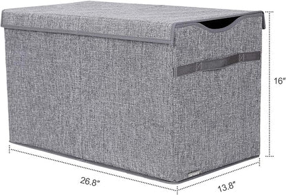VICTOR'S Kids Toy Box Chest - Extra Large Lightweight Collapsible Toy Storage Organizer Boxes Bins Baskets for Kids, Boys, Girls, Nursery Room, Playroom, Closet (Linen Gray)