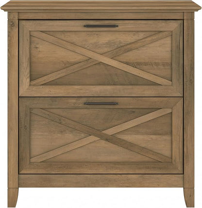 Bush Furniture Key West 2-Drawer Lateral File & Writing Table Set, Modern Farmhouse Home Office