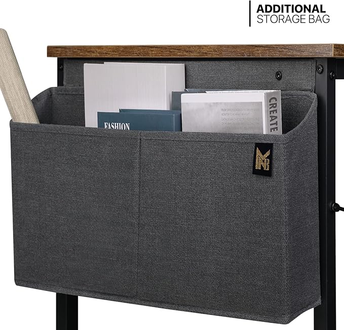 MoNiBloom Home Office Gaming Desk, 55 Inches Computer Study Table with A Storage Bag, Rustic Brown