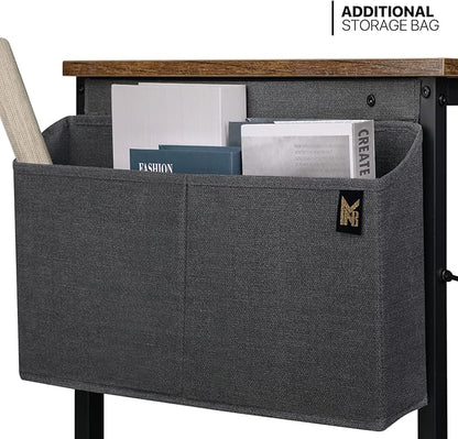 MoNiBloom Home Office Gaming Desk, 55 Inches Computer Study Table with A Storage Bag, Rustic Brown