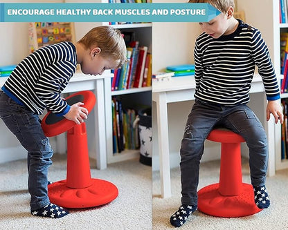 Studico ActiveChairs Kids Wobble Stool, Flexible Seating for Preschool & Elementary Classrooms. Improves Focus & Posture, Helps ADHA/ADD, Wiggle Seat, [Active Desk Chairs], 14" Stool, Ages 3-7, Red