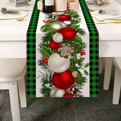 Nepnuser Black and Green Buffalo Check Plaid Christmas Table Runner 90 Inches Long Gingham Xmas Decoration Holiday Home Kitchen Decor