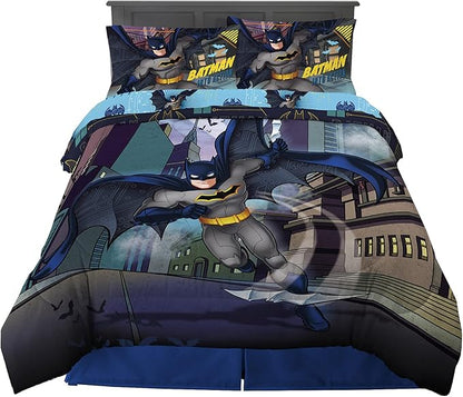 Franco Kids Bedding Super Soft Comforter and Sheet Set, 5 Piece Full Size, Batman