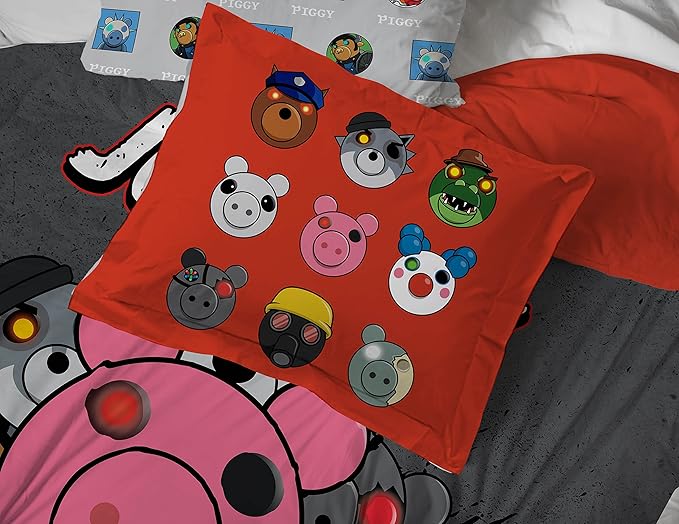 Jay Franco Piggy Join US 7 Piece Queen Size Bed Set - includes Comforter & Sheet Set - Super Soft Fade Resistant Polyester (Official Piggy Product)