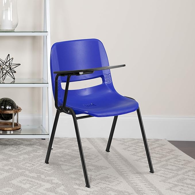 Flash Furniture HERCULES Blue Ergonomic Shell Chair with Right Handed Flip-Up Tablet Arm
