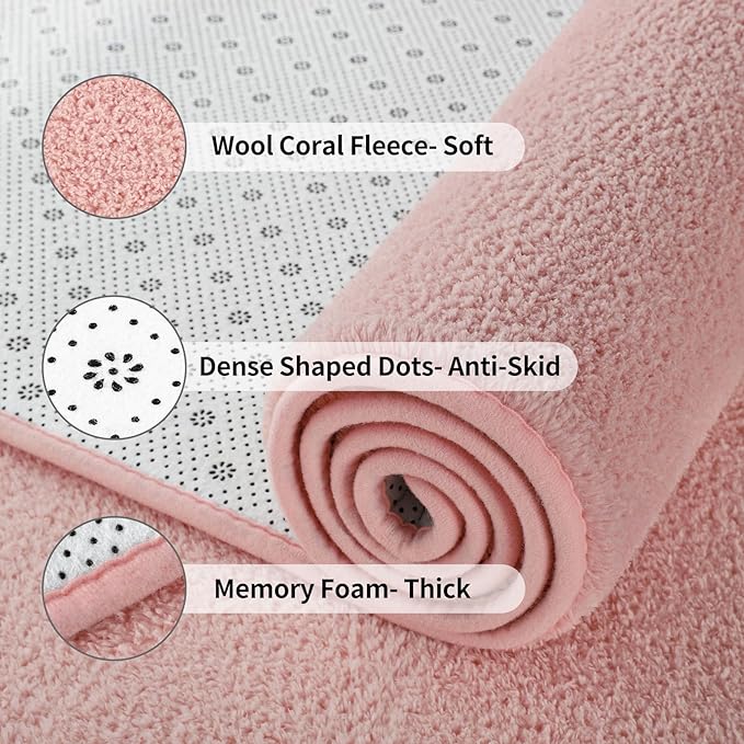 Area Rugs for Bedroom Living Room, 5x8 Pink Super Soft Comfy Thickened Memory-Foam Indoor Carpets, Modern Aesthetic Minimalist Carpet for Boys Girls Adults Apartment Nursery Home Décor