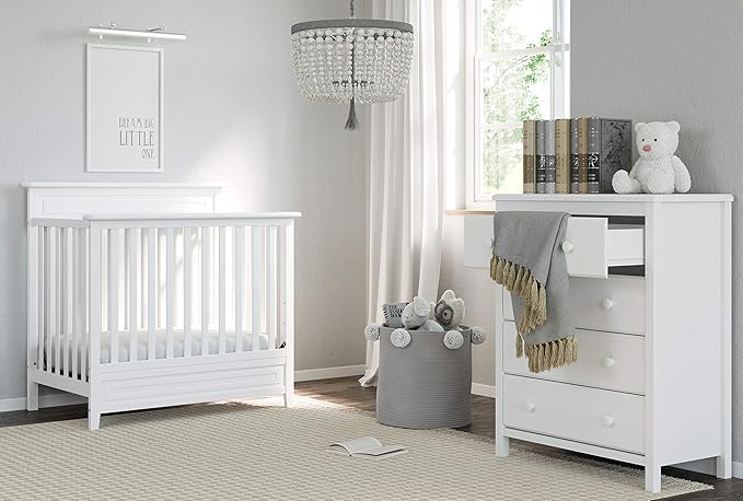 Storkcraft Petal 4-in-1 Convertible Mini Crib (White) – GREENGUARD Gold Certified, Converts to Daybed and Twin-Size Bed, Includes Bonus 2.75-inch Mini Crib Mattress, Mini Crib with Mattress Included