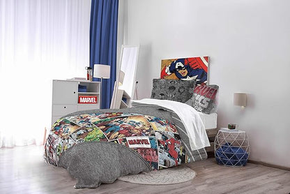 Jay Franco Marvel Comics 80th Anniversary Full/Queen Comforter & Sham Set - Super Soft Kids Reversible Bedding - Fade Resistant Microfiber (Official Marvel Product)