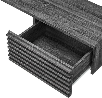 Modway Render 60" Mid-Century Modern Wall-Mount Corner Office Desk in Charcoal