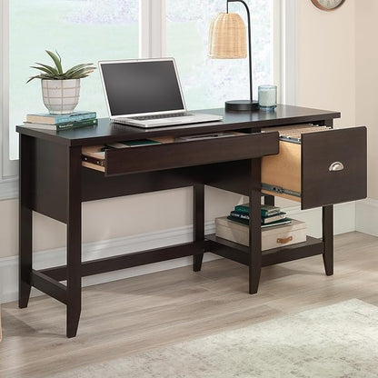 Sauder Summit Station Single Pedestal Desk, L: 52.09" x W: 19.29" x H: 29.02", Cinnamon Cherry Finish
