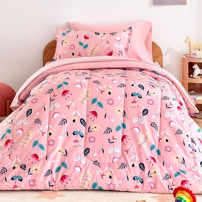 SLEEP ZONE Kids Bedding Full/Queen Comforter Set - Cute Printed for Boys, Girls, Teens, Super Soft, Fade Resistant (Pink Flower, Full/Queen)
