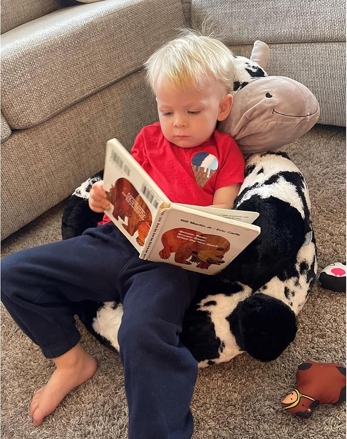 Trend Lab Cow Toddler Chair Plush Character Kids Chair Comfy Furniture Pillow Chair for Boys and Girls, 21 x 19 x 19 inches