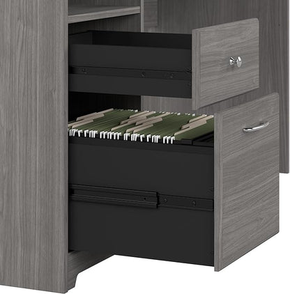 Bush Furniture L Shaped Desk with Drawers for Executive and Home Office | Cabot Collection Corner Table with Storage and Chrome Hardware Return, 72W, Modern Gray
