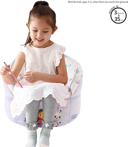 Idea Nuova Gabbys Dollhouse Purple Round Bean Bag Chair for Kids, Ages 3+, Large